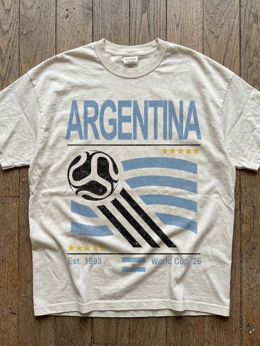 Vintage Argentina Soccer Shirt, Retro 90s Flag Argentina Team tee white off